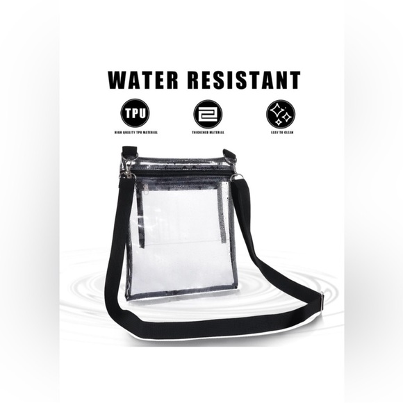 Clear Crossbody Bag with Zipper Inside Pocket Stadium Approved Transparent White - Picture 13 of 15